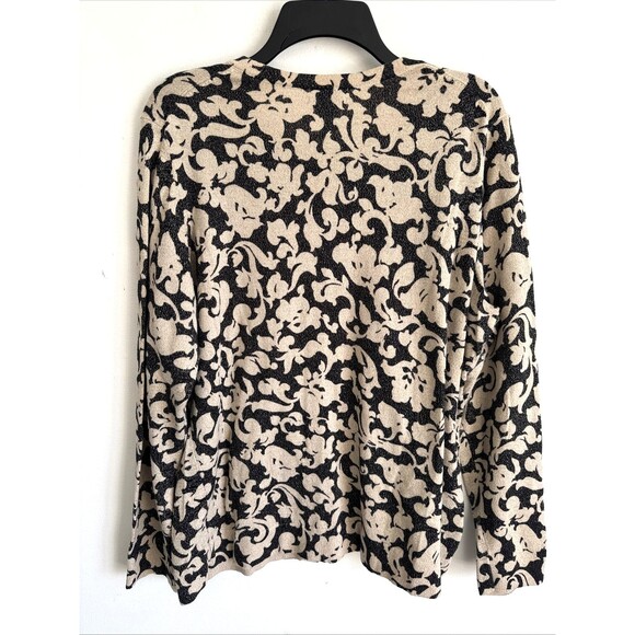 Charter Club Cardigan Sweater Black & Tan Floral Metallic Woman 2X - Picture 5 of 13